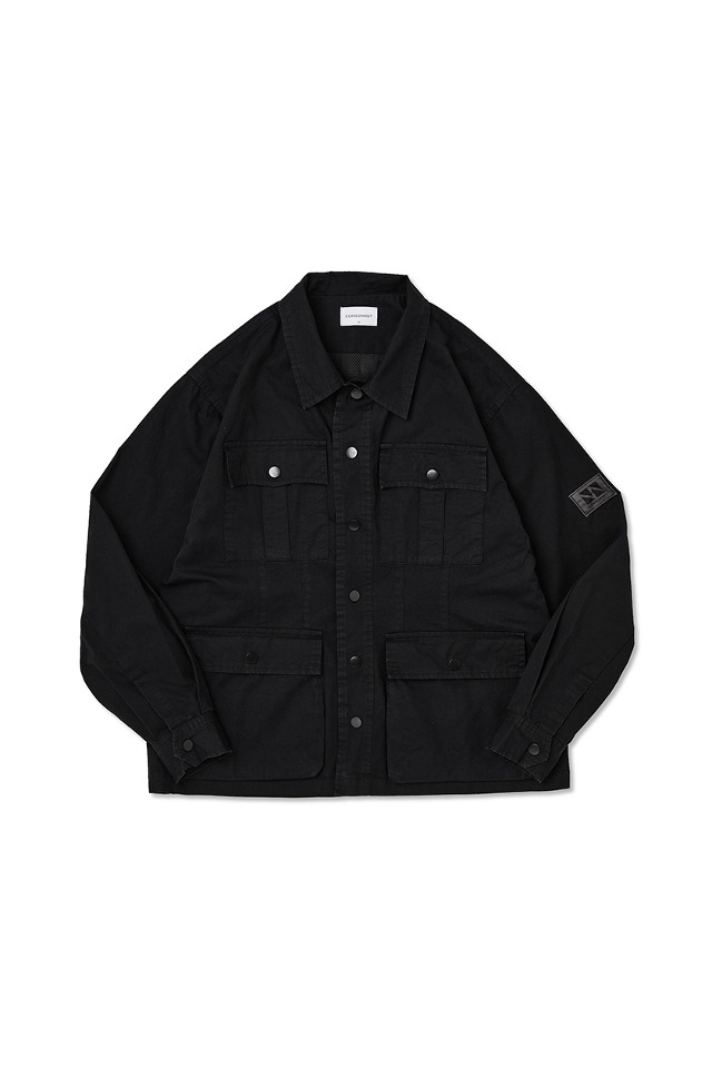 Pocket Point Collar Jacket (Black) CSOj-104  [Unisex] 