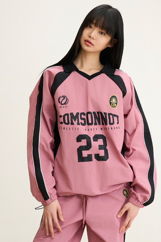 Nylon Open Collar Jersey Set-Up (Pink) CSOs-017 [Unisex] 