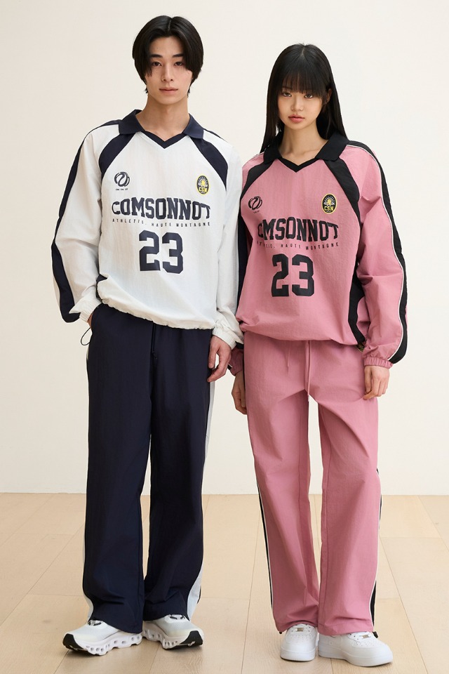 Nylon Open Collar Jersey Set-Up (Pink) CSOs-017 [Unisex] 