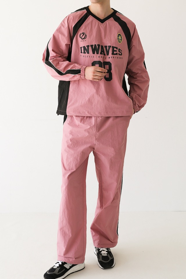 Nylon V-neck Jersey Set-Up (pink) CSOs-018 [Unisex] 