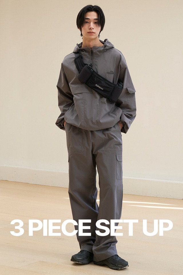 Air Light Anorak Sporty 3-Piece Set Up (charcoal) CSOs-022 [Unisex] 