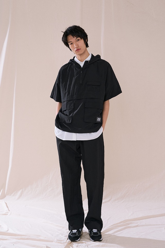 Hoody Anorak Long Set-up(Black) CSOs-014  [Unisex] 