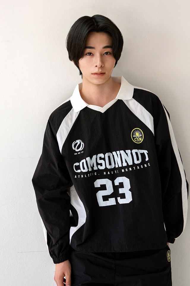 Nylon Open Collar Jersey Set-Up (Black) CSOs-017 [Unisex] 