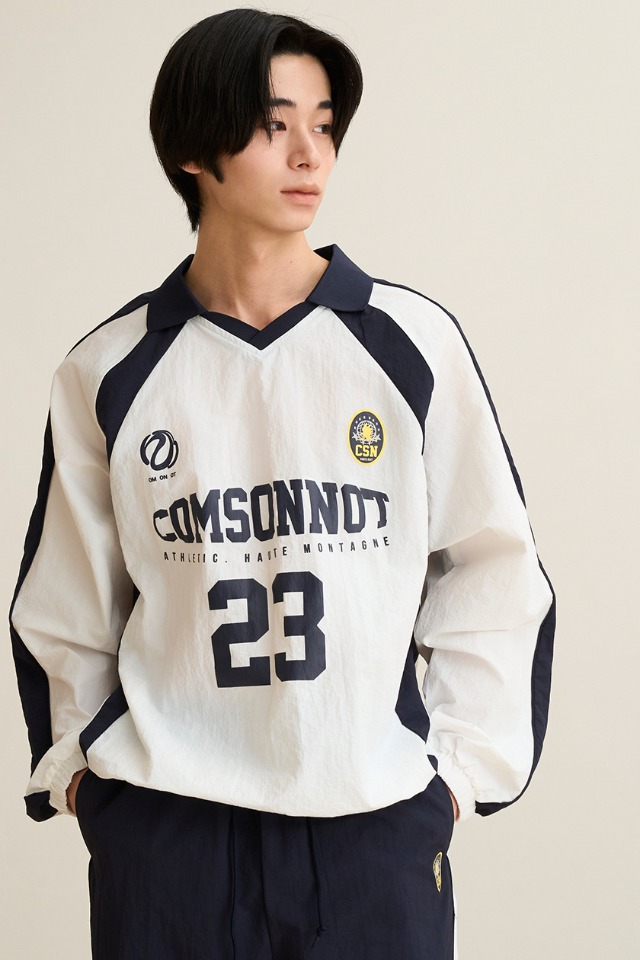 Nylon Open Collar Jersey Set-Up (Ivory) CSOs-017 [Unisex] 