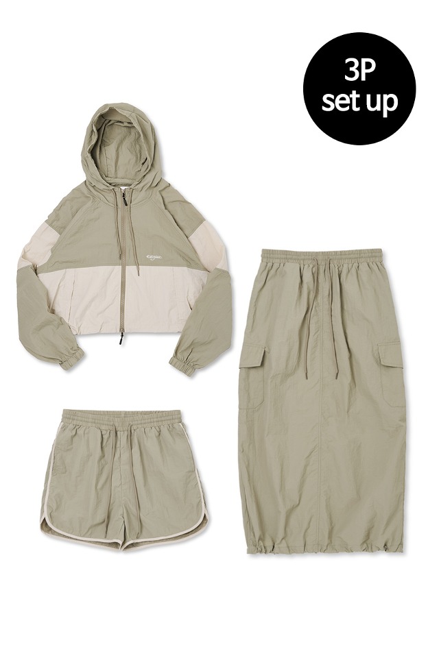 Colourway Hoodie 3-Piece Full Set Up (Khaki) CSOs-005 [Woman] 