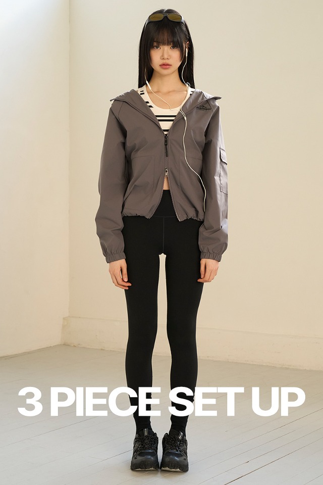 Air Light Full Zip Up Sporty 3-Piece Set Up (charcoal) CSOs-021 [Unisex] 