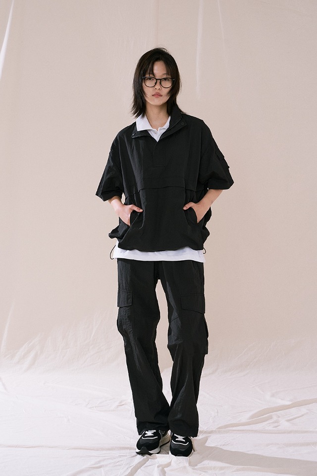 Turtle Neck Anorak Long Set-Up(Black) CSOs-015  [Unisex] 