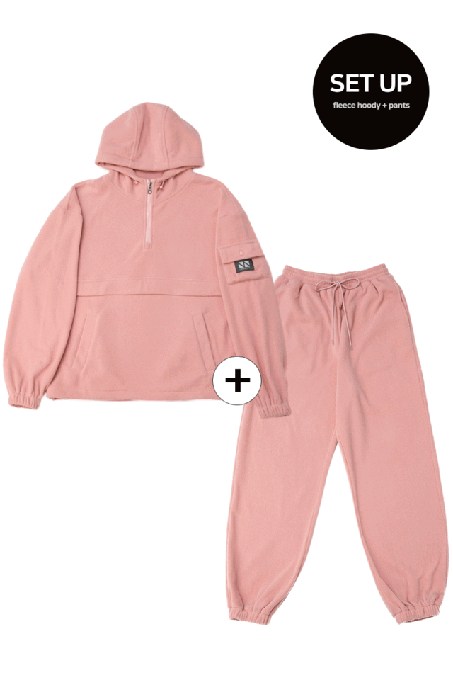 Fleece Hood Zip-Up Jogger Set Up CSOs-020 (pink)  [Unisex] 