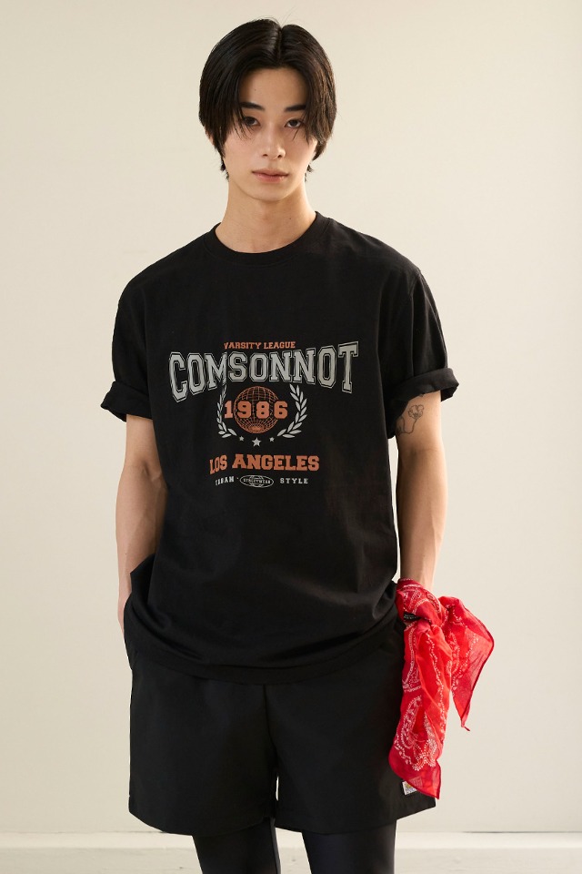 Los Angeles Printing Half Cotton T shirt CSOt-309 (black)  [Unisex] 