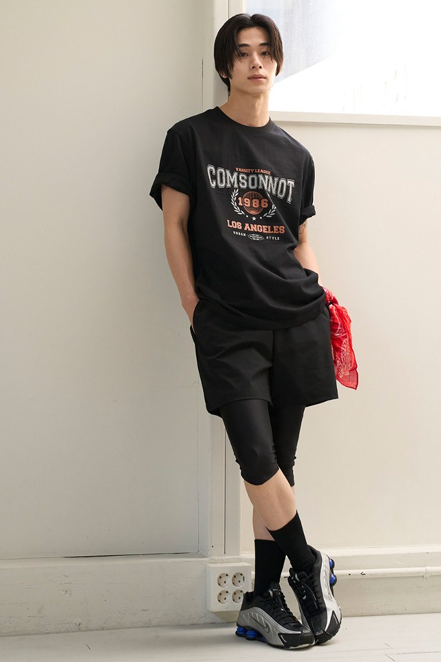 Los Angeles Printing Half Cotton T shirt CSOt-309 (black)  [Unisex] 