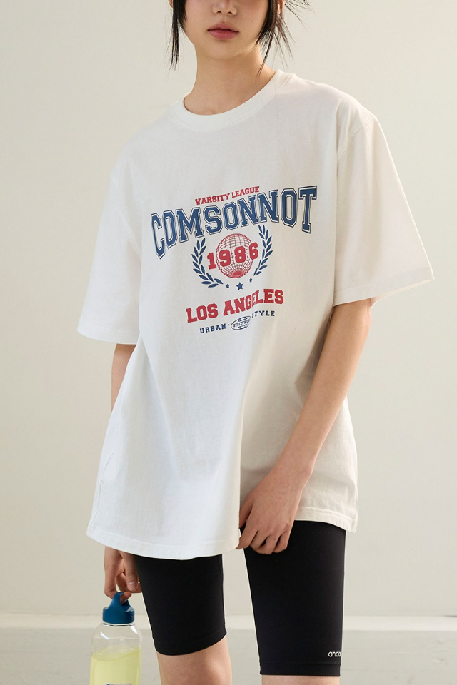 Los Angeles Printing Half Cotton T shirt CSOt-309 (ivory)  [Unisex] 