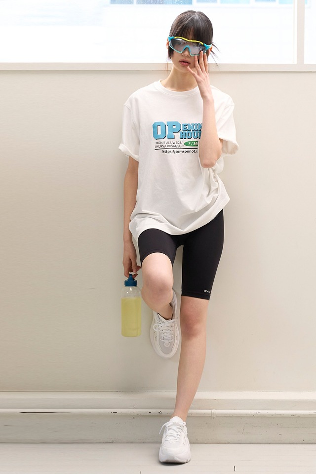 Opening Hours Printed Half Cotton T shirt CSOt-310 (ivory)  [Unisex] 