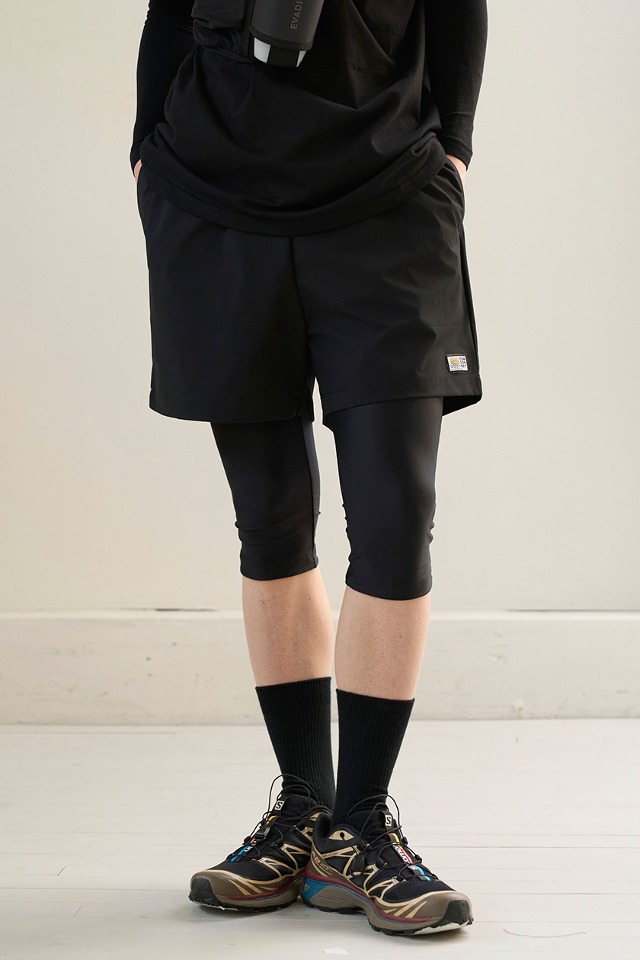 Basic Logo Label Light Summer Shorts (black) CSOp-218  [Unisex] 