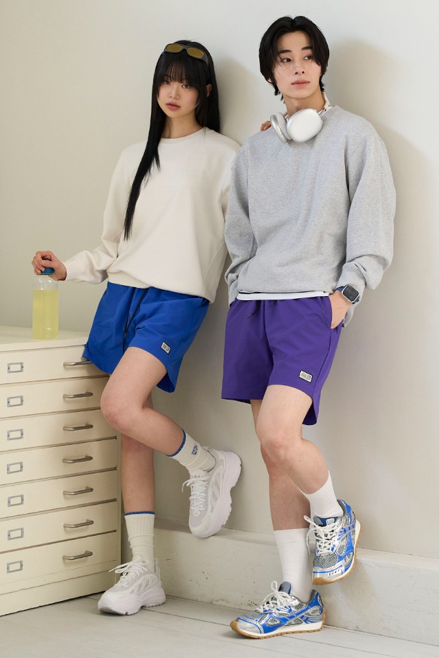 Basic Logo Label Light Summer Shorts (blue) CSOp-218  [Unisex] 