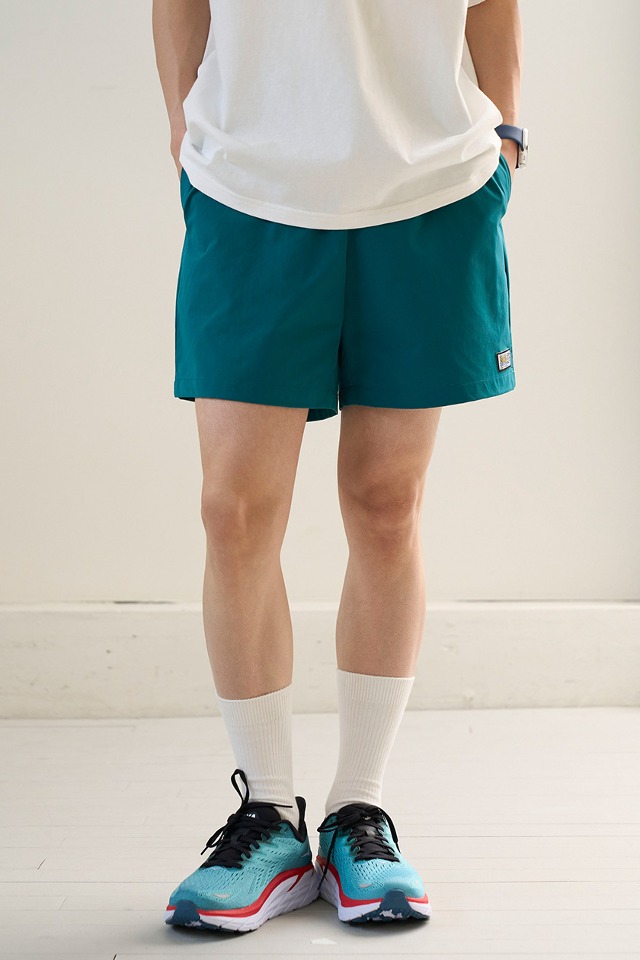 Basic Logo Label Light Summer Shorts (blue green) CSOp-218  [Unisex] 