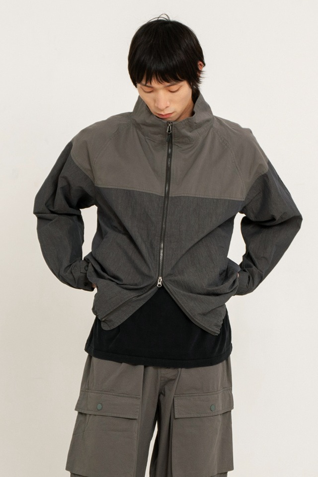 china neck zip up (Charcoal) CSOj-102 [Unisex] 