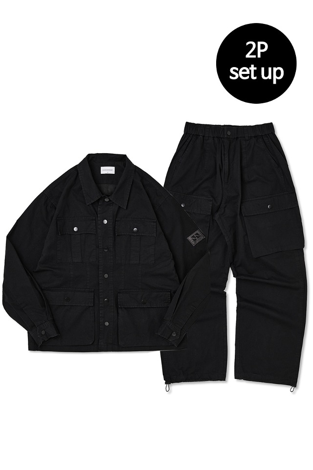 Pocket Point Top & Pants 2-Piece Set Up (Black) CSOs-001 [Unisex] 