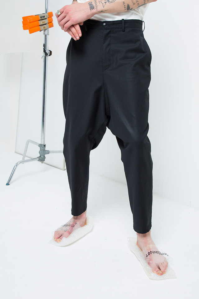 Wool baggy pants (Black)  [Unisex] 