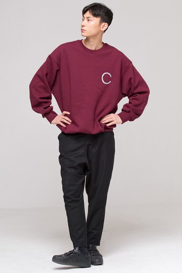 Cigarette over fit sweat shirt (Burgundy) #C7S7Wts-012