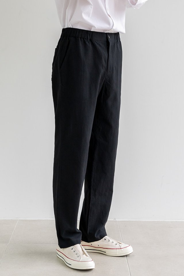 Straight banding pants (Black)  [Man] 