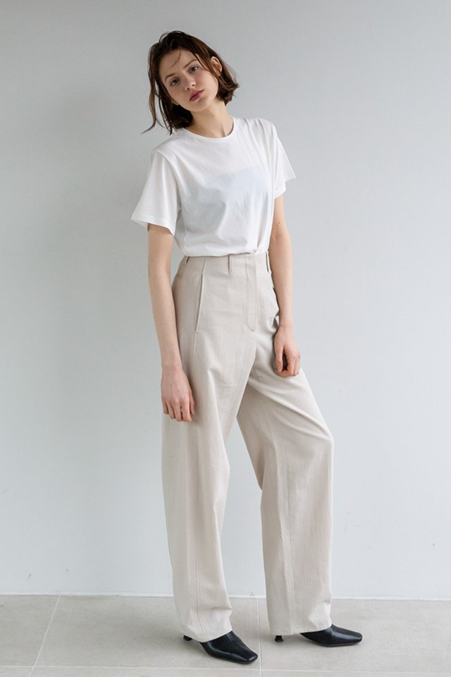 Wide draft pants (Beige)  [Woman] 